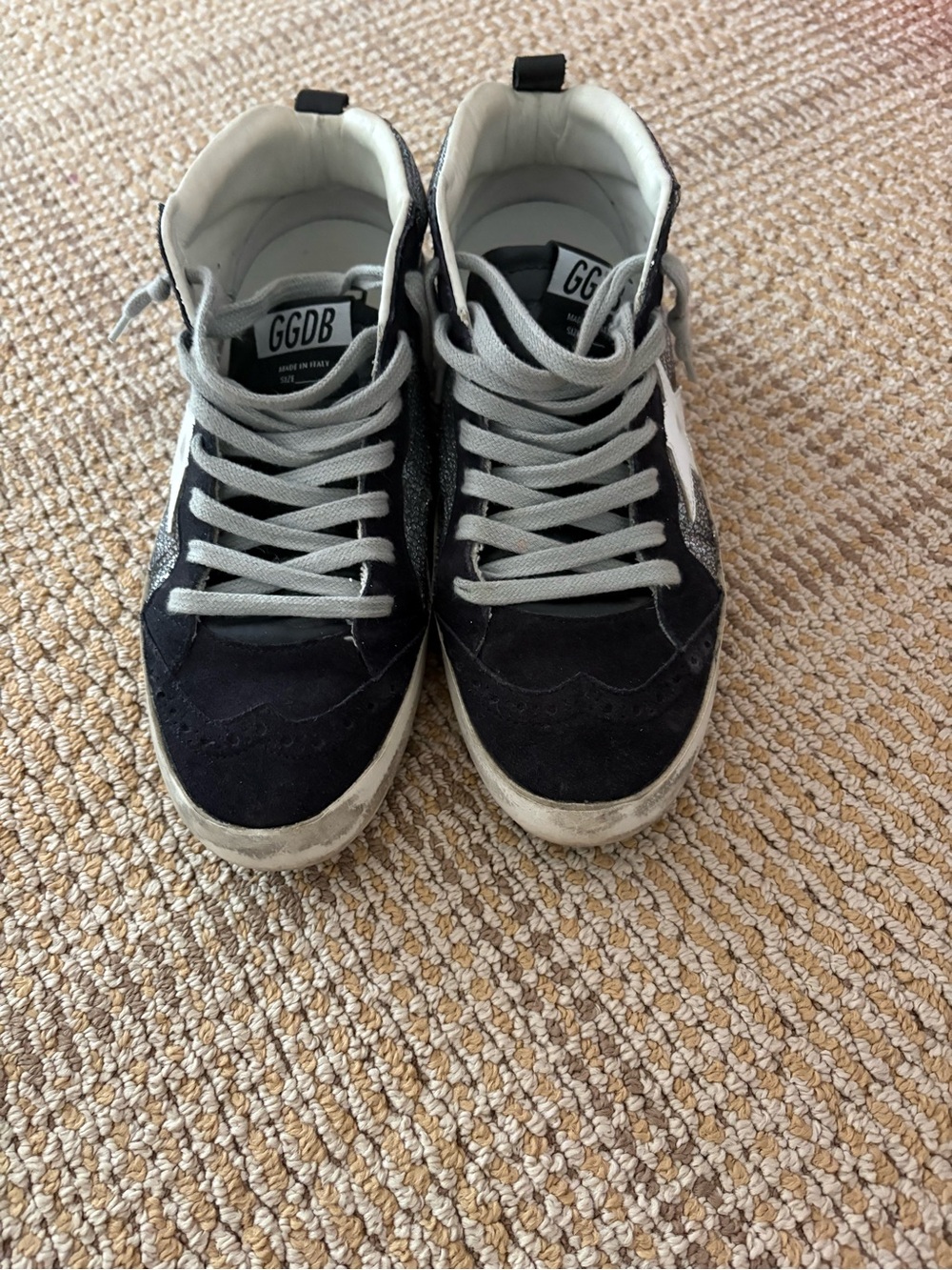 Golden Goose Black and White Suede Star Sneakers